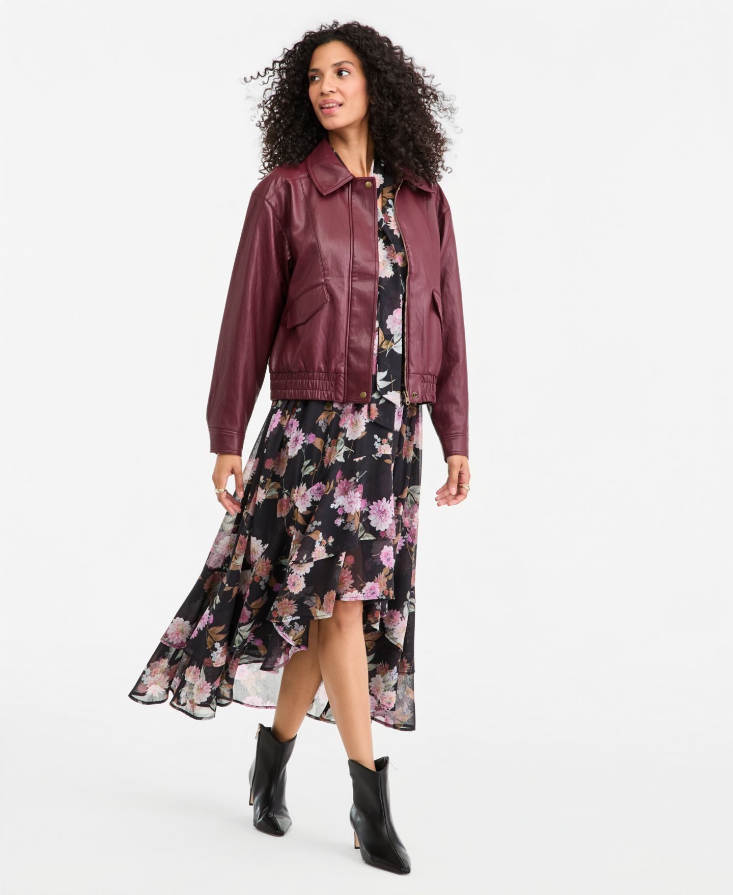 Женское платье On 34th Long-Sleeve Floral High-Low, цвет: С принтом — фото 4