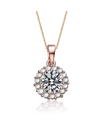 Minimalist Sterling Silver Brilliant CZ Round Halo Necklace