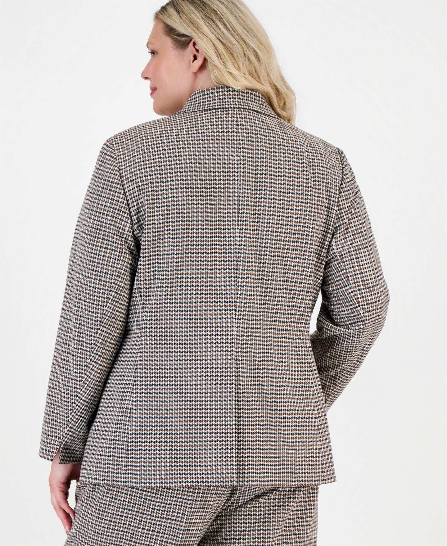 Женский пиджак Anne Klein Plus Size Houndstooth One-Button Blazer, цвет: Чёрный разноцветный — фото 3