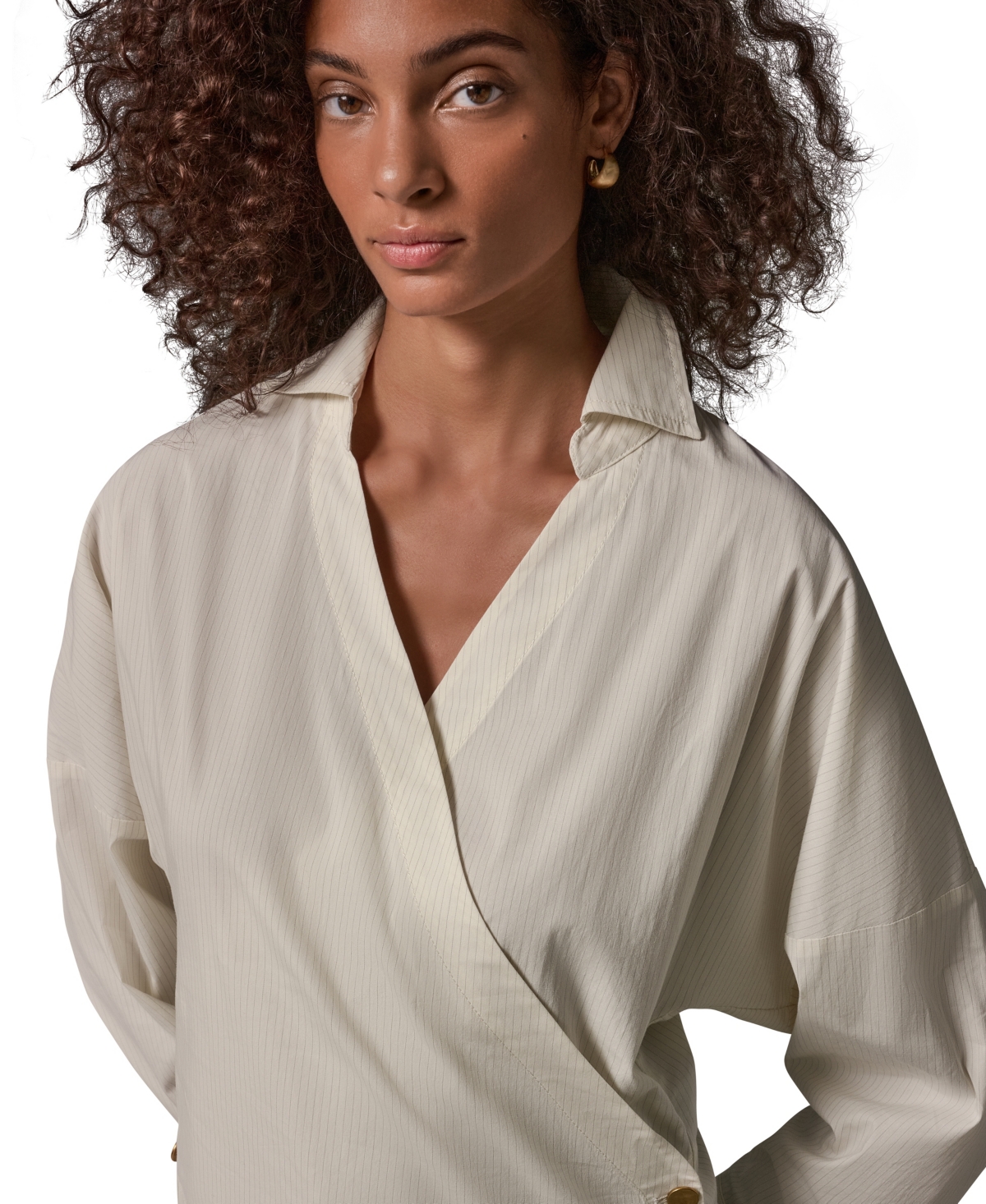 Donna Karan Weekend Women's Pinstripe Poplin Long-Sleeve Blouse