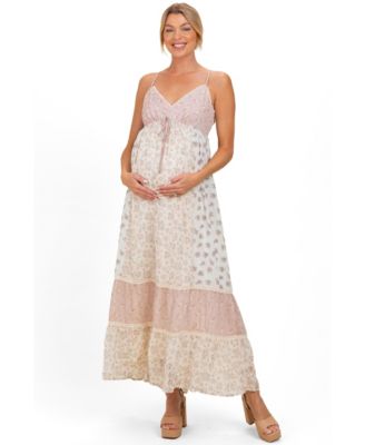 Women's Vintage Pink Mixed Floral Maxi Dress