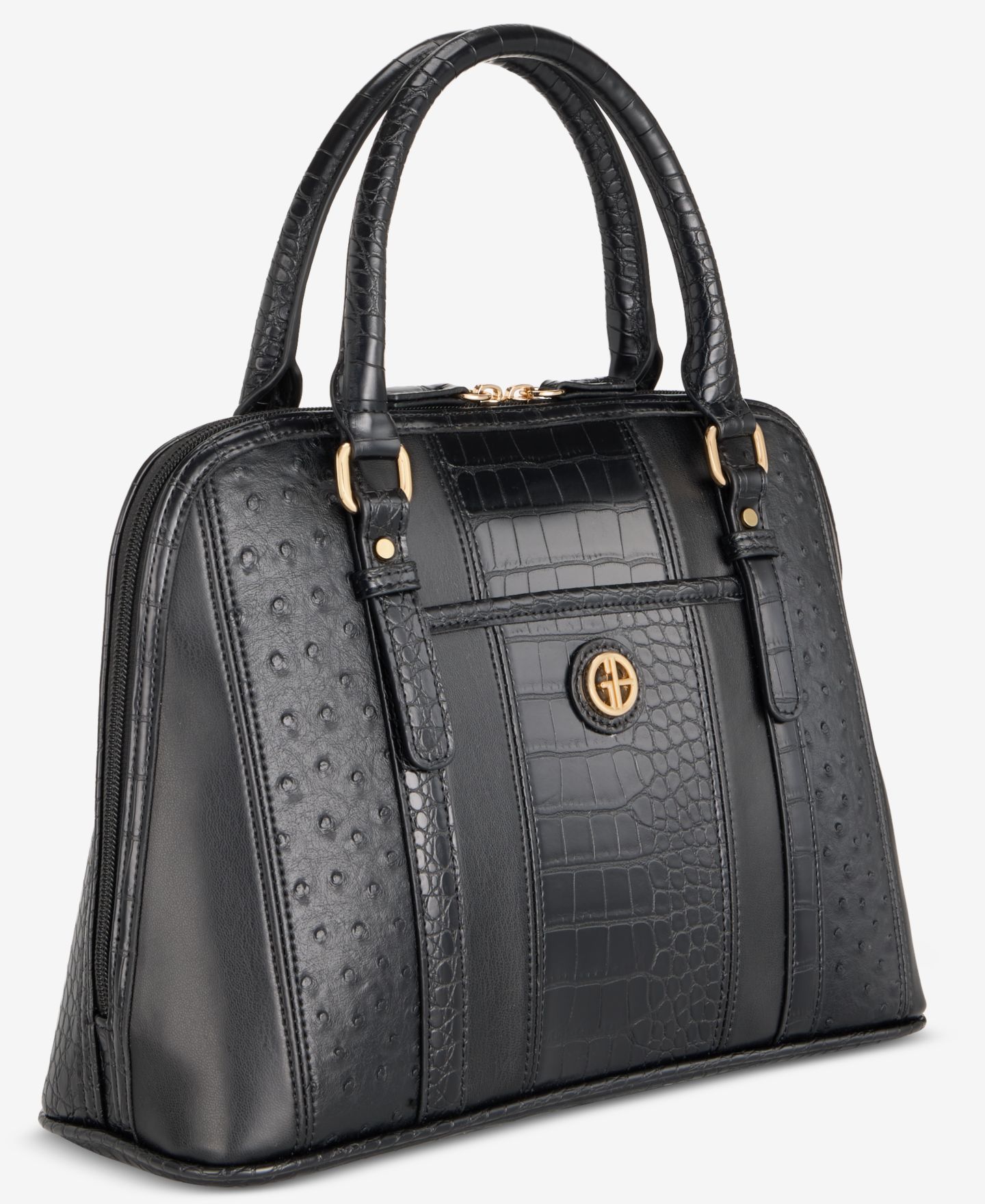 Женская сумка Giani Bernini Mixed Media Detailed Dome Satchel, цвет: Чёрный — фото 2