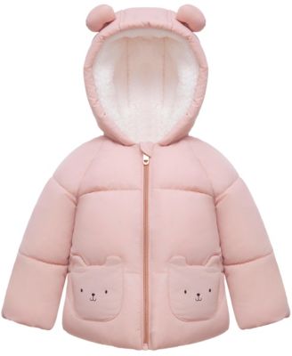 Baby Girls (6-24M) Borg-Lined Bear Ears Puffer Jacket