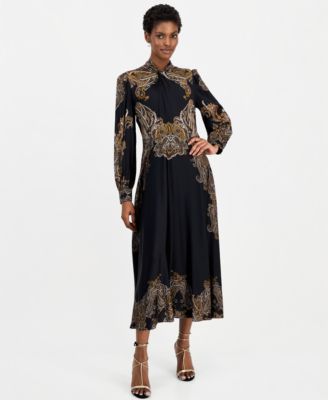 Women's Raquel Midi A-Line Twist-Neck Dress
