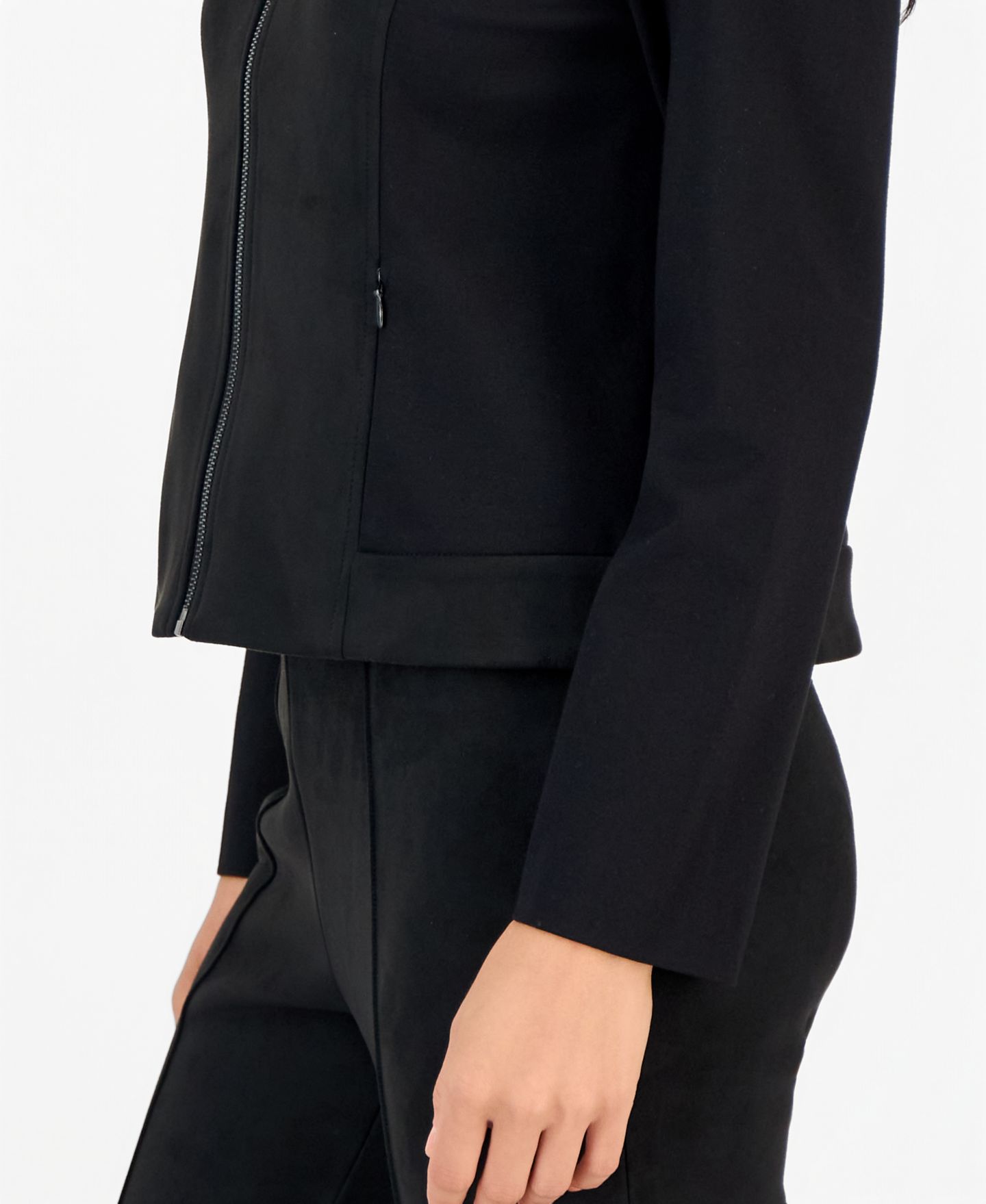 Женская куртка Anne Klein Essentials Petite Faux Suede Combo Zip, цвет: Чёрный — фото 5
