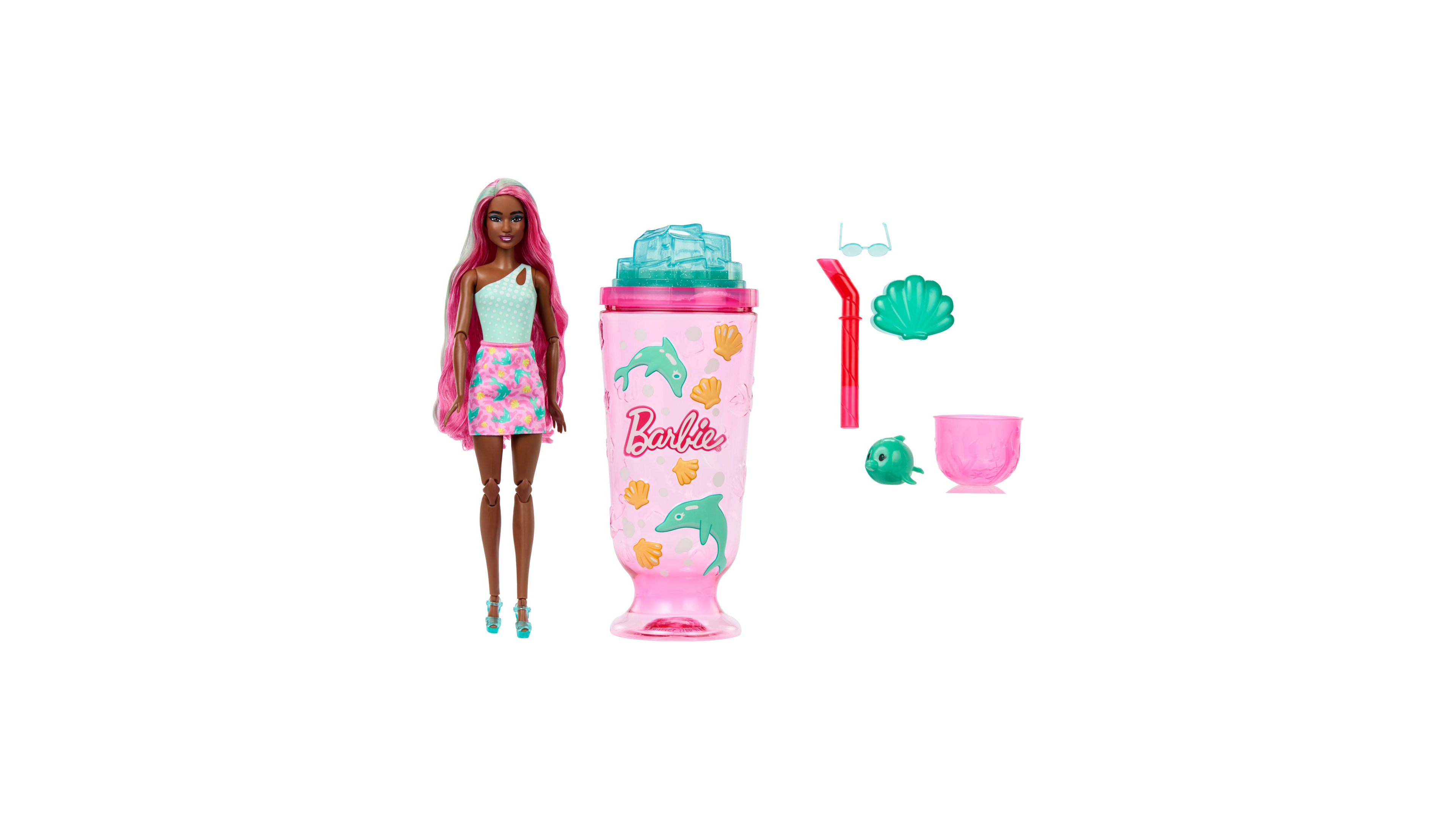 Barbie Pop Reveal Sea Slushy Series 12.8" Color-Change Scented Fashion Doll with Accessories, Ages 3+