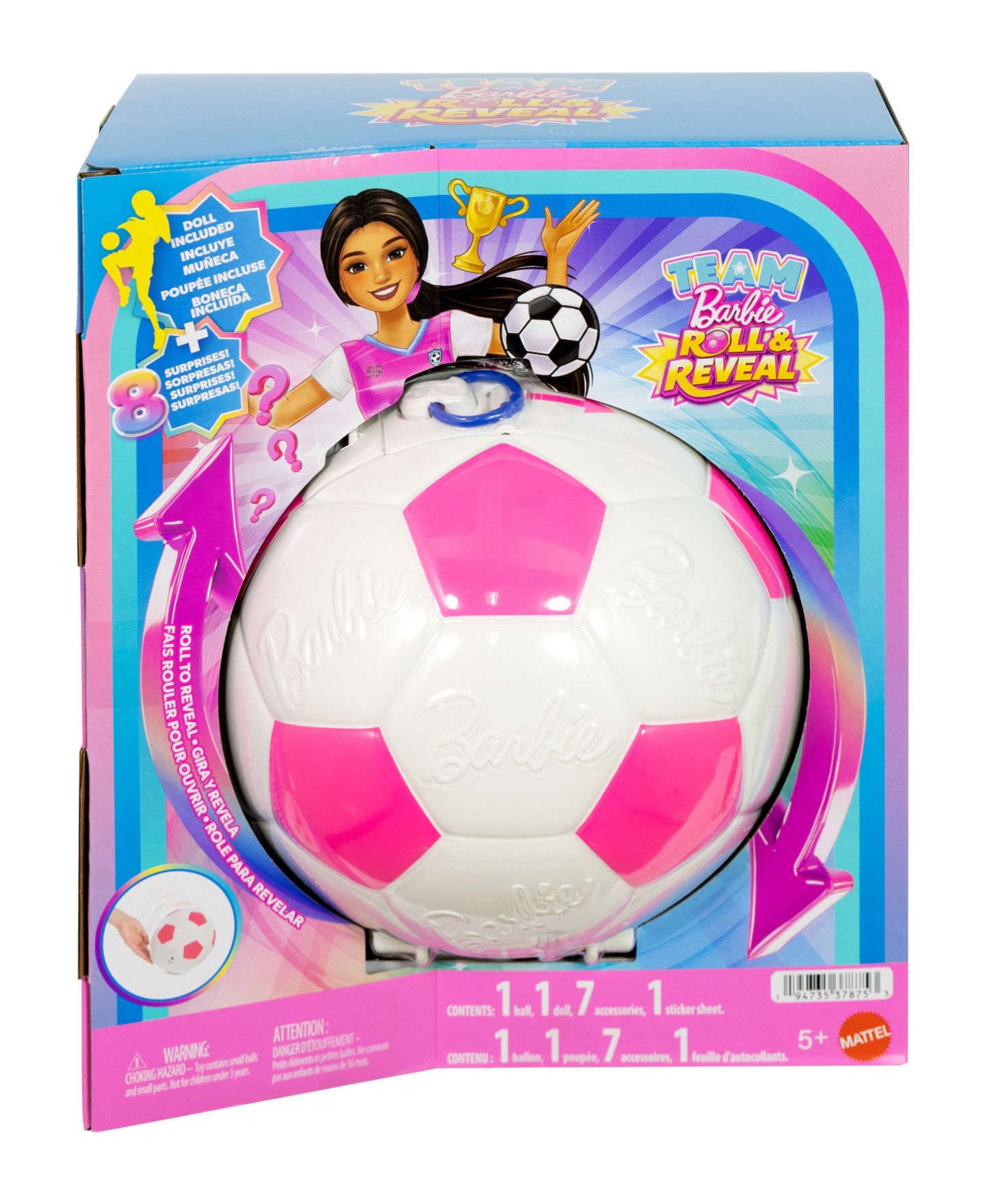 Детская кукла Barbie Roll & Reveal Soccer Player 10.63" Fashion Doll with 8 Surprises — фото 4