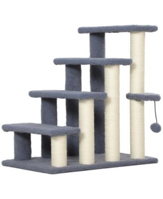 4-Level Cat Steps with Sisal Scratching Posts for High Beds