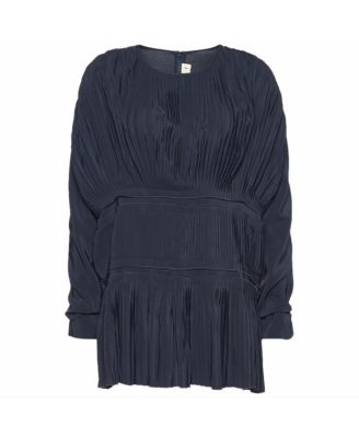 Marni Women's Pleated Long-Sleeve Silk Blouse