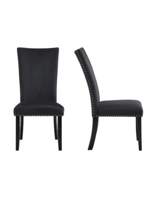 Set of Two Upholstered Velvet Dining Side Chairs