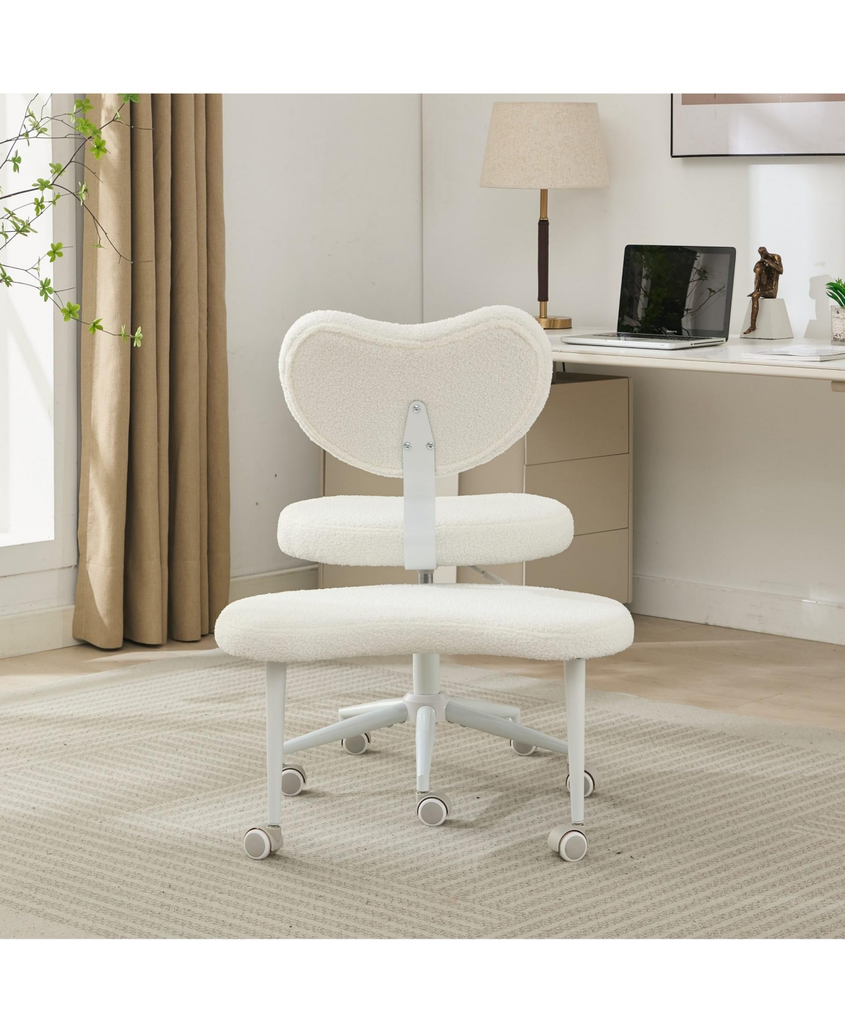 Clihome Cross Legged Chair with Wheels, Criss Desk Lumbar Support and Adjustable Stool