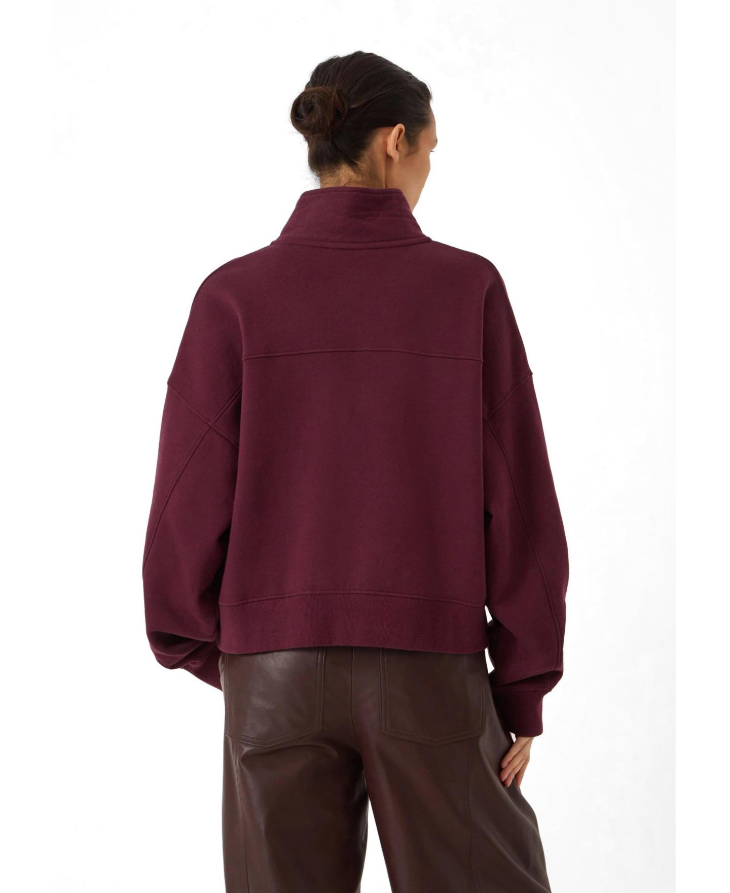 Женские толстовки Hush Hendrix Funnel-Neck Half-Placket, цвет: Бордовый красный — фото 3