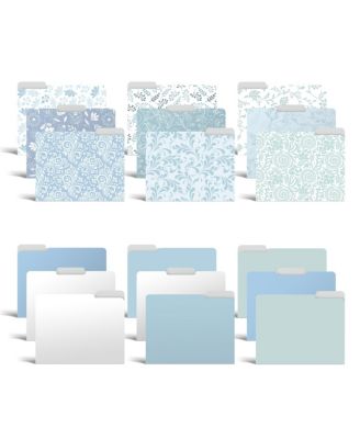 Decorative File Folders Floral Paisley Solid Heavyweight Laminated Tabs 18 Pack