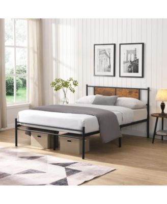 Queen Size Steel Platform Bed Frame with Under-Bed Storage, Heavy Duty Metal Slats, Noise-Free, No Box Spring Needed
