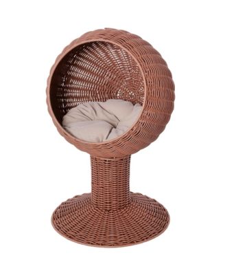 Elevated Cat Bed with Rotatable Egg Chair Pod and Thick Cushion