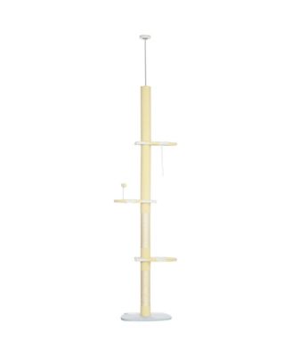 4 Tier Floor to Ceiling Cat Tree with Sisal Posts Adjustable Height