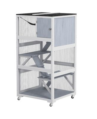 Outdoor Catio Cat Enclosure on Wheels with Hammock and Platforms