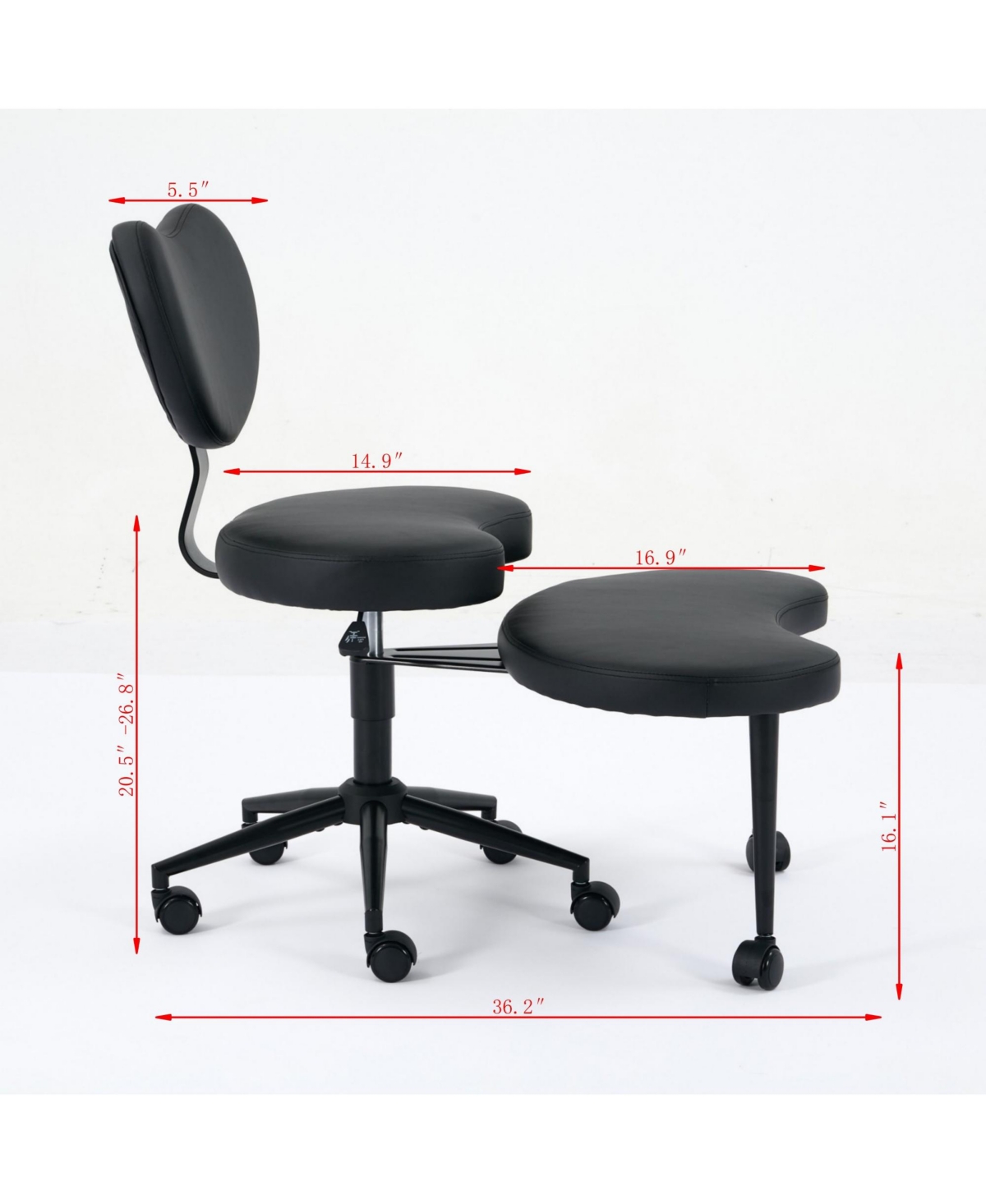 Clihome Cross Legged Chair with Wheels, Criss Cross Desk Chair with Lumbar Support and Adjustable Stool