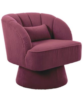 1 Piece Swivel Accent Chair, Modern Barrel Round Lounge Chair with 360 degrees) Rotating Base, Soft Backrest and Plush Cushions for Living Room