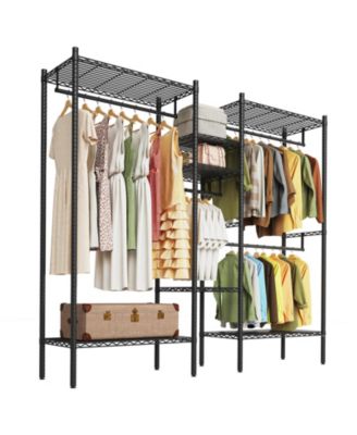  Metal Heavy Duty Clothes Rack, Organizer Rack with Adjustable Shelves and Hanging Rods for Closet, Wardrobe, for Dorm