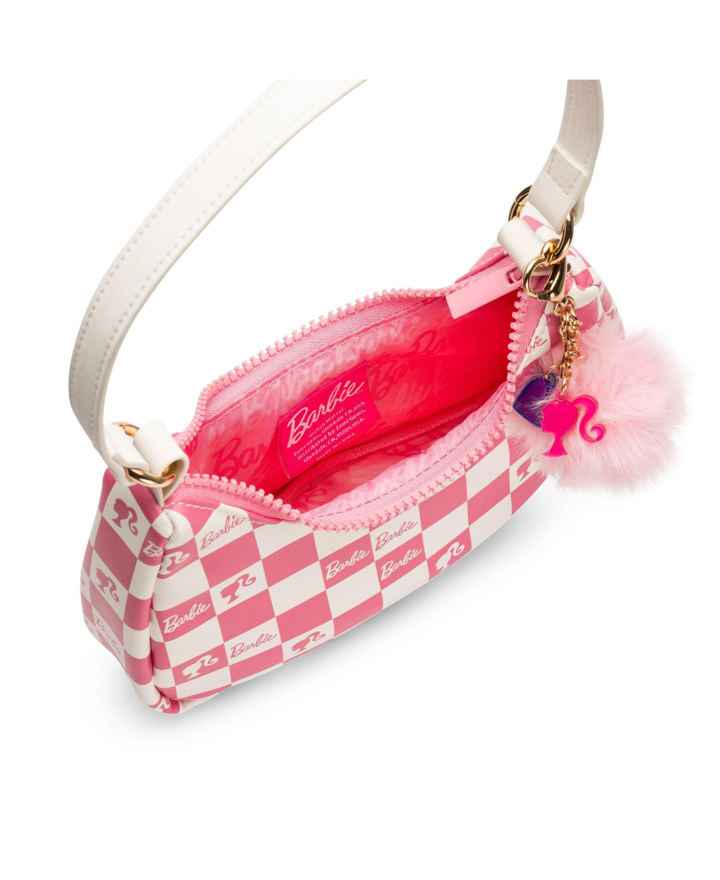 Детская сумка Barbie and Baby Checkered Kids Hobo Handbag, цвет: Розовый / Белый — фото 4