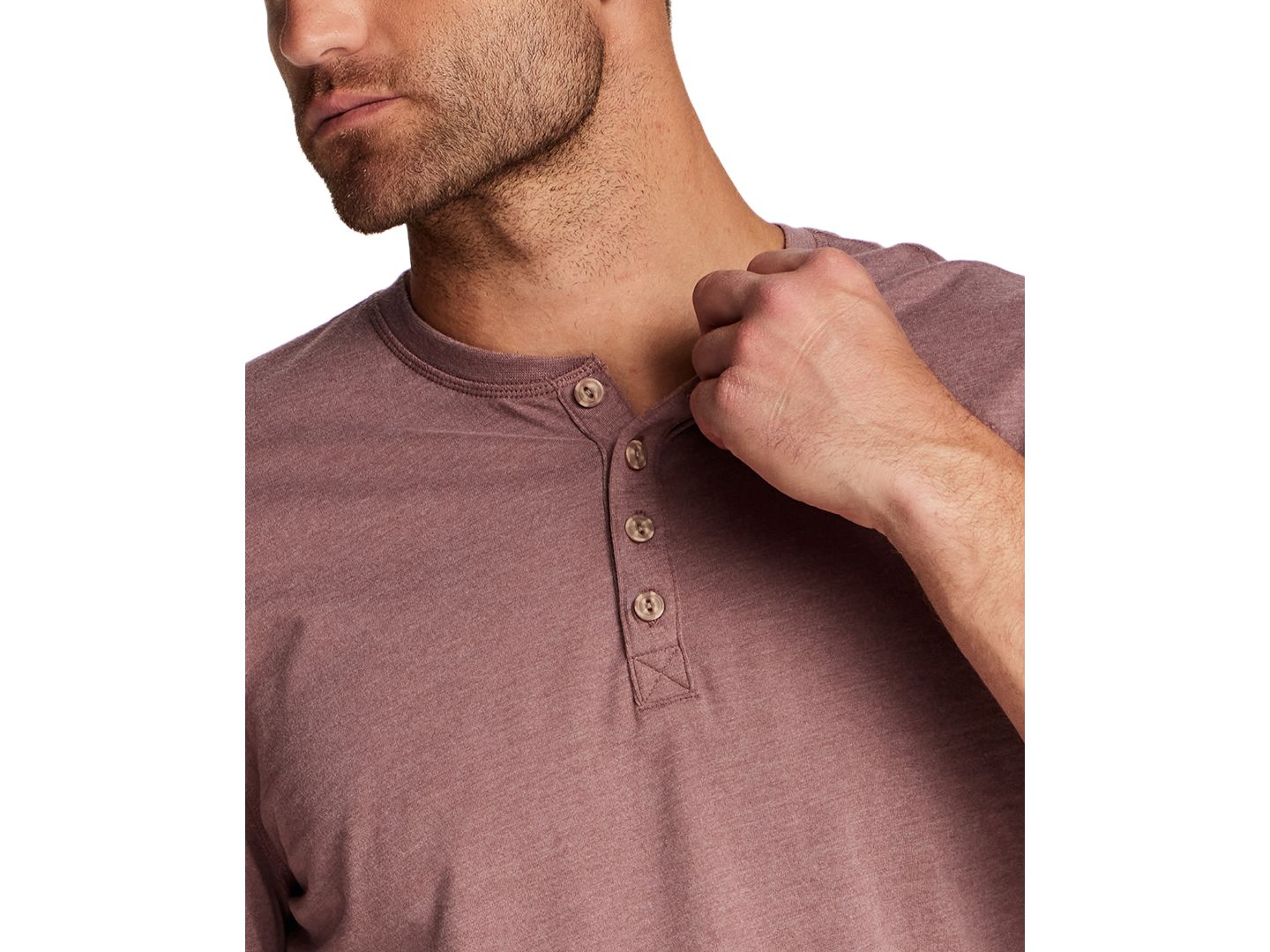 Мужская рубашка Weatherproof Vintage Long-Sleeve Henley, цвет: Розовый серо-коричневый меланжевый — фото 3