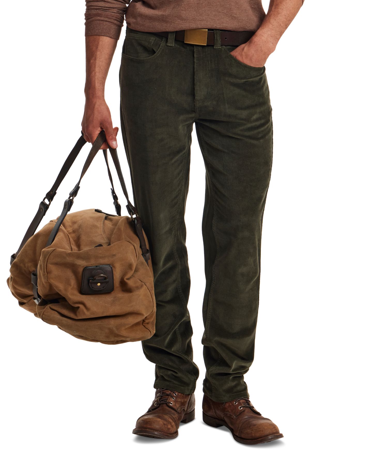 Мужские брюки Weatherproof Vintage Superfine Corduroy, цвет: Тёмно-зелёный ночной — фото 2