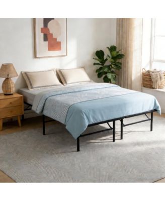 Queen Size Steel Platform Bed Frame with Under-Bed Storage, Heavy Duty Metal Slats, Noise-Free, No Box Spring Needed