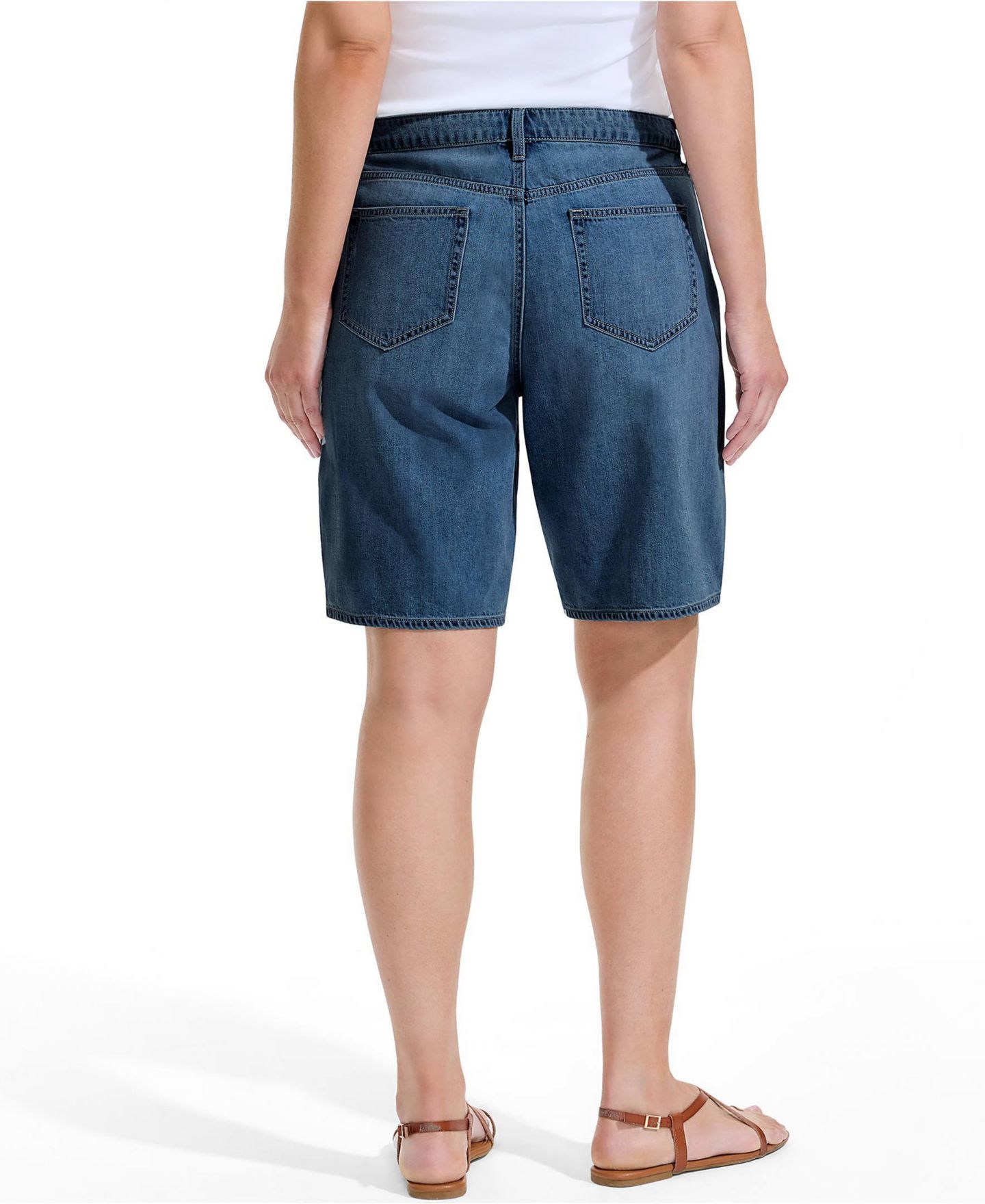 Женские шорты Lands' End Lightweight Mid-Rise Denim Shorts, 10" Inseam, цвет: Варёный — фото 3