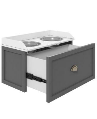 Elevated Dog Feeding Station with Storage Drawer and Two Raised Bowls for Large Dogs