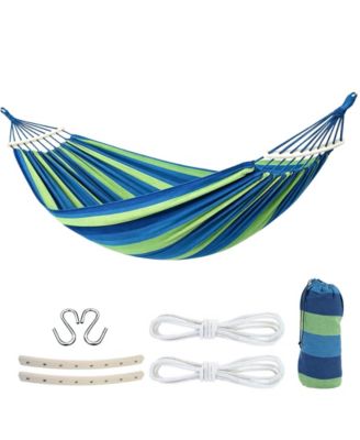 Two Person Portable Camping Hammock With Anti Roll Balance Beam Tree Straps 550lbs Capacity