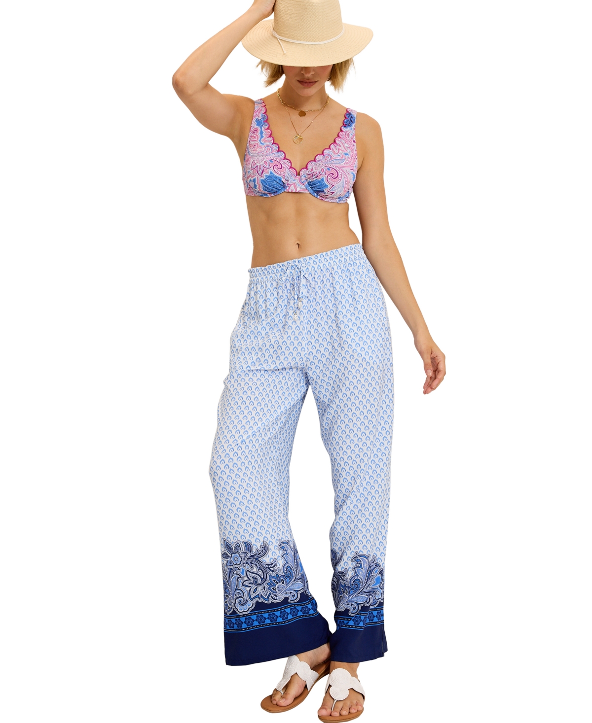 Tommy Bahama Women's Printed Pull-On Swim Cover-Up Pants