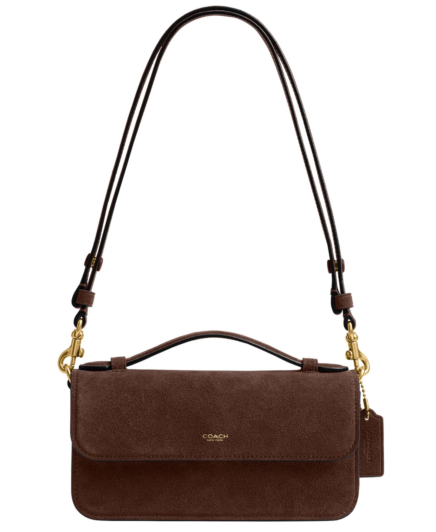 Женская сумка COACH Elora Small Suede Top Handle Crossbody, цвет: Латунный / Шоколадный — фото 1