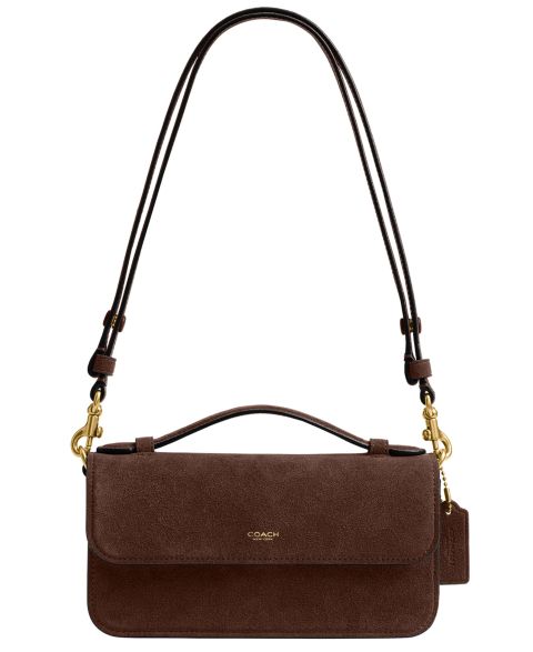 Женская сумка COACH Elora Small Suede Top Handle Crossbody, цвет: Латунный / Шоколадный