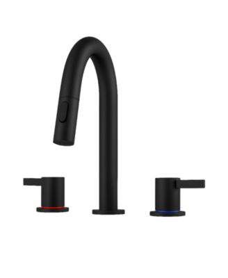 8 Inch Widespread Lavatory Faucet 2 Handle 3 Hole with Pop Up Drain and 360 Pull Down Sprayer