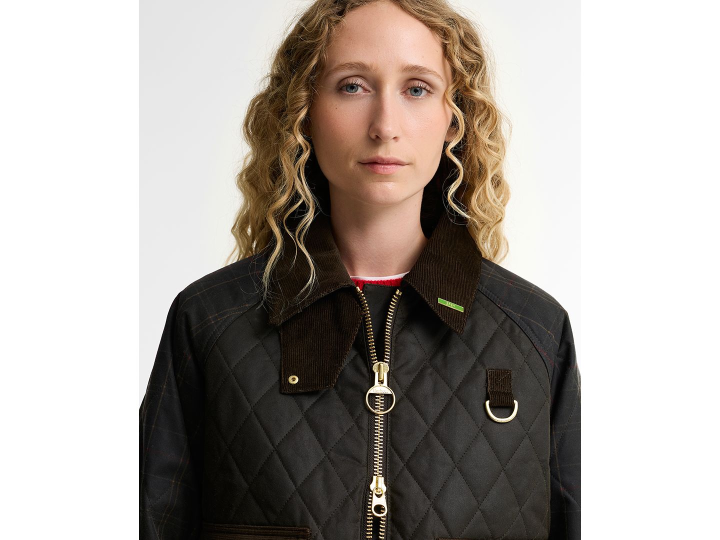 Женская куртка Barbour Tartan Icon Wax Quilt, цвет: Оливковый — фото 3