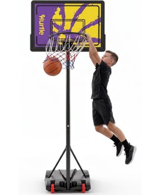 Kids Portable Basketball Hoop – Adjustable Indoor Outdoor Basketball Goal with Wheels and Backboard for Kids Play