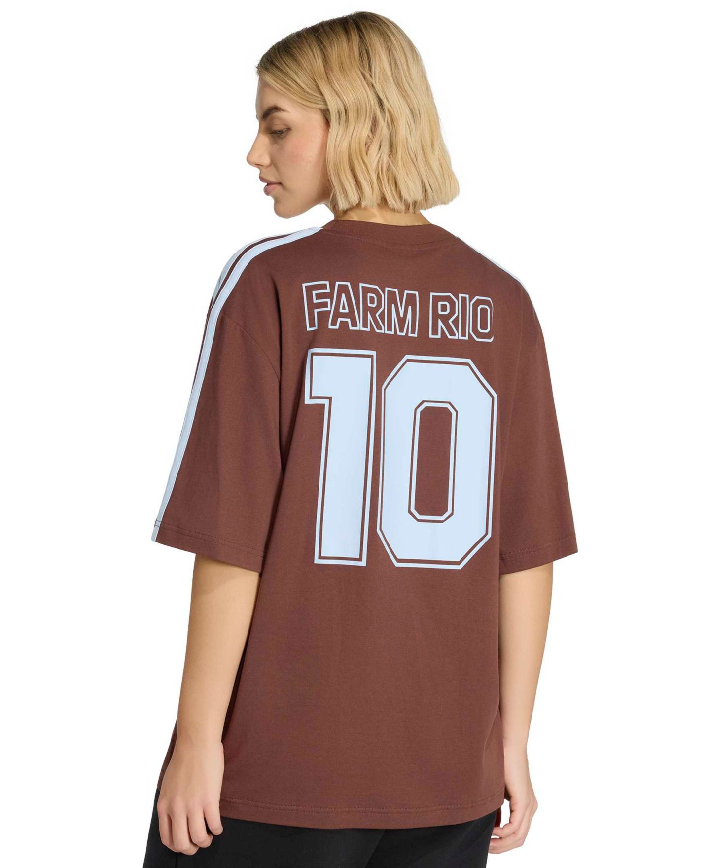 Женская футболка adidas Farm Gfx Tee 2 Retro Graphic-Print 3-Stripes Crewneck, цвет: Каштаново-рыжий — фото 6