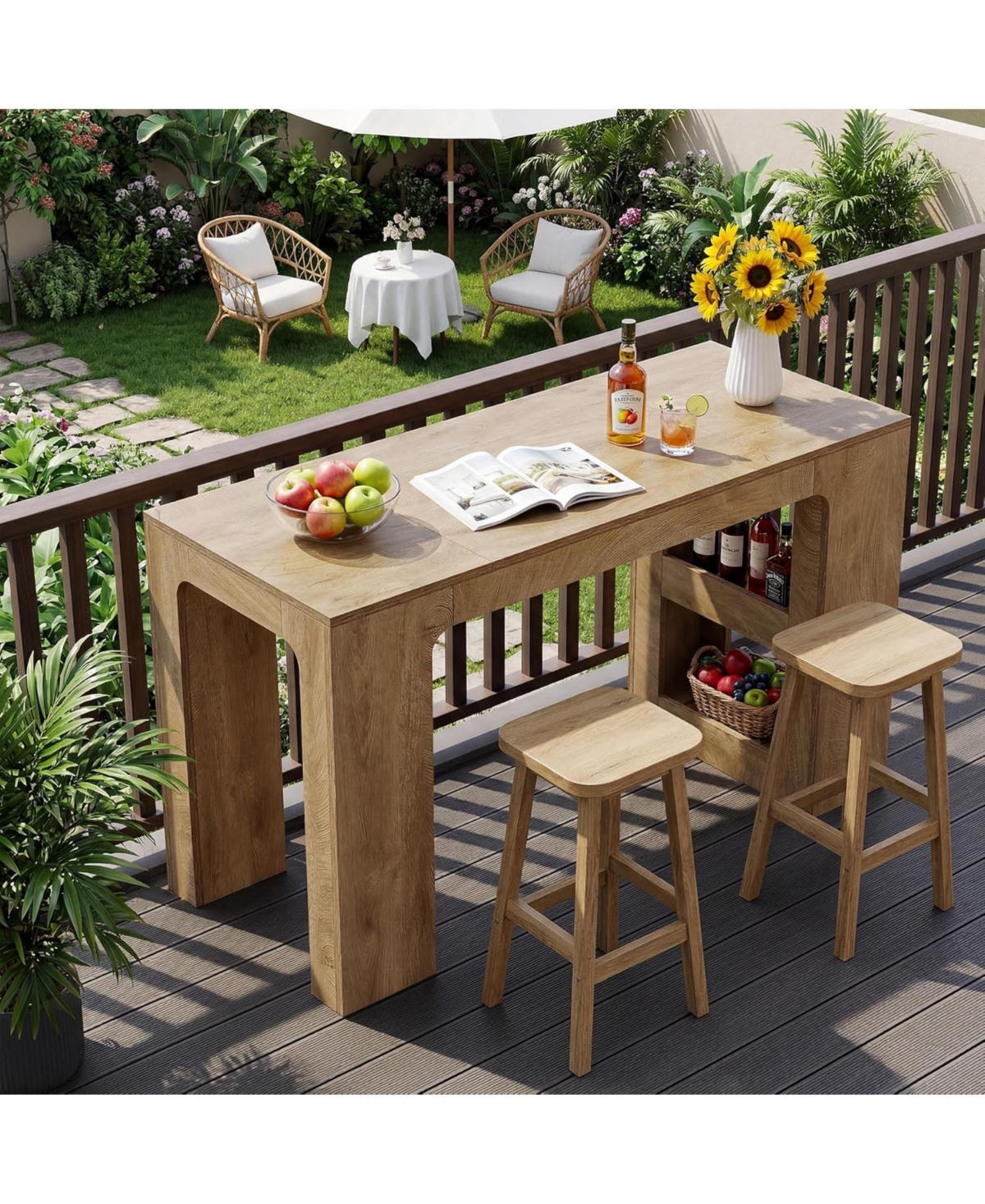 Tribesigns 63" Bar Table with Storage: High top bar station with 2 shelves. Pub table for kitchen, dining room, restaurants