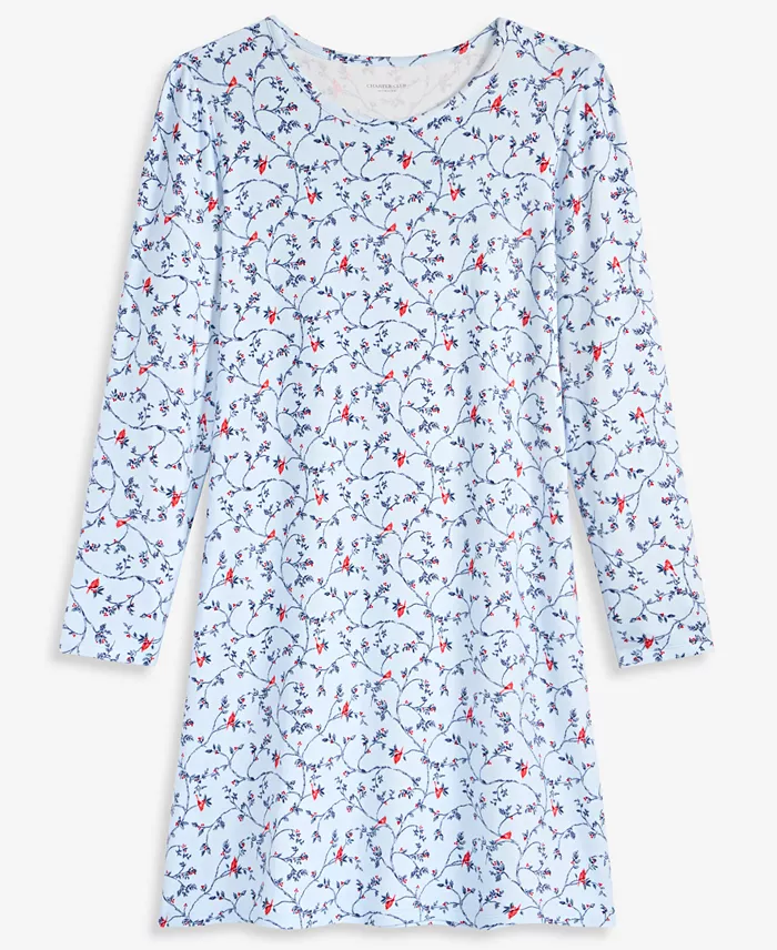 Women's Long Sleeve Soft Knit Sleepshirt - thumbnail 10