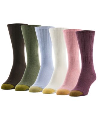 Women's Ribbed Crew Cushioned 6-Pair Socks