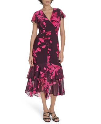 Women's Flutter Sleeve Chiffon Dress