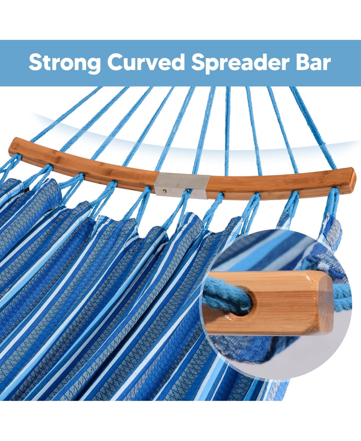 Double Hammock With Spreader Bar Portable Outdoor Camping Swing Tree Straps 450lbs Capacity