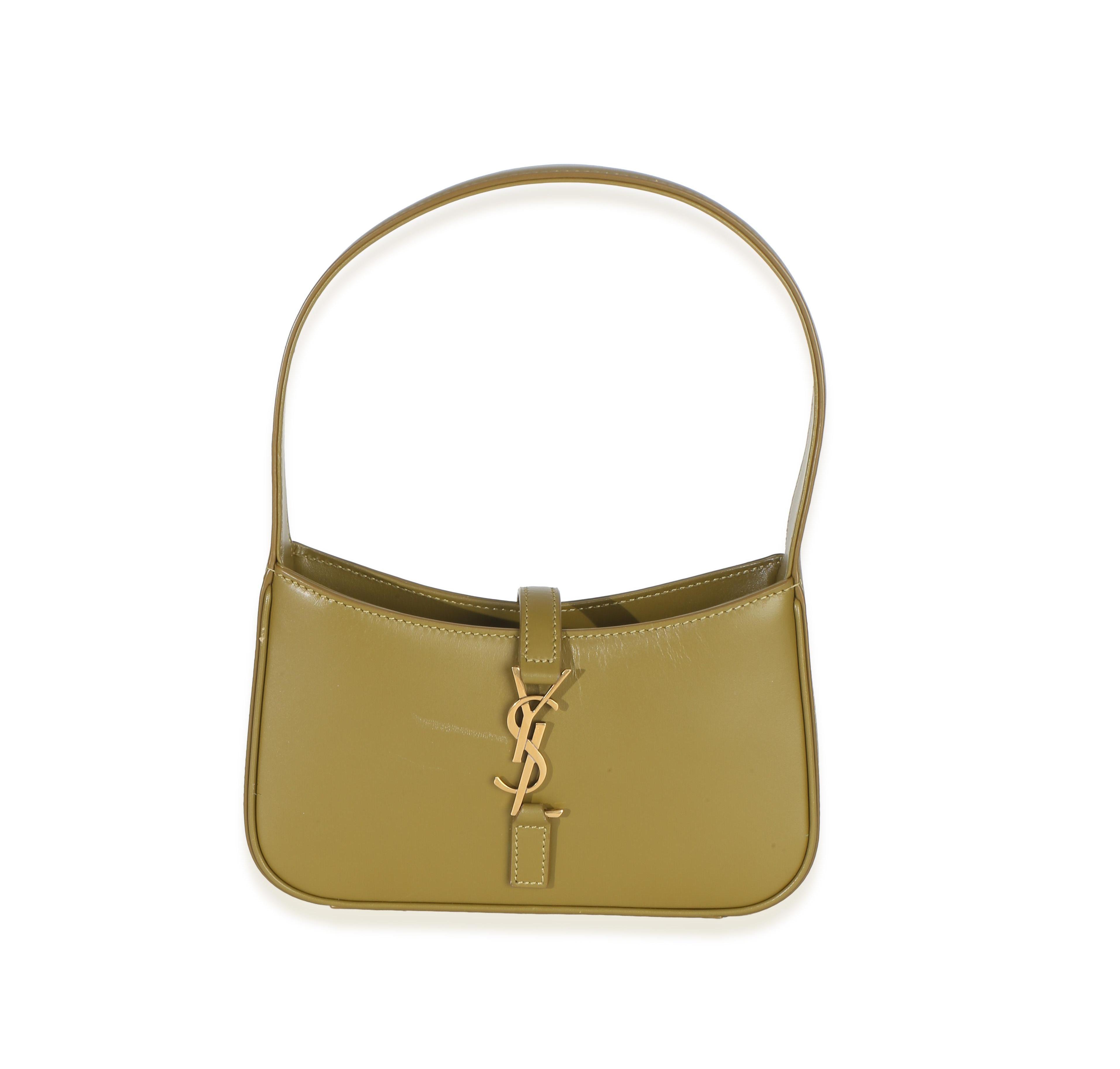 Pre-Owned Saint Laurent Olive Smooth Calfskin Mini Le 5 A 7 Hobo