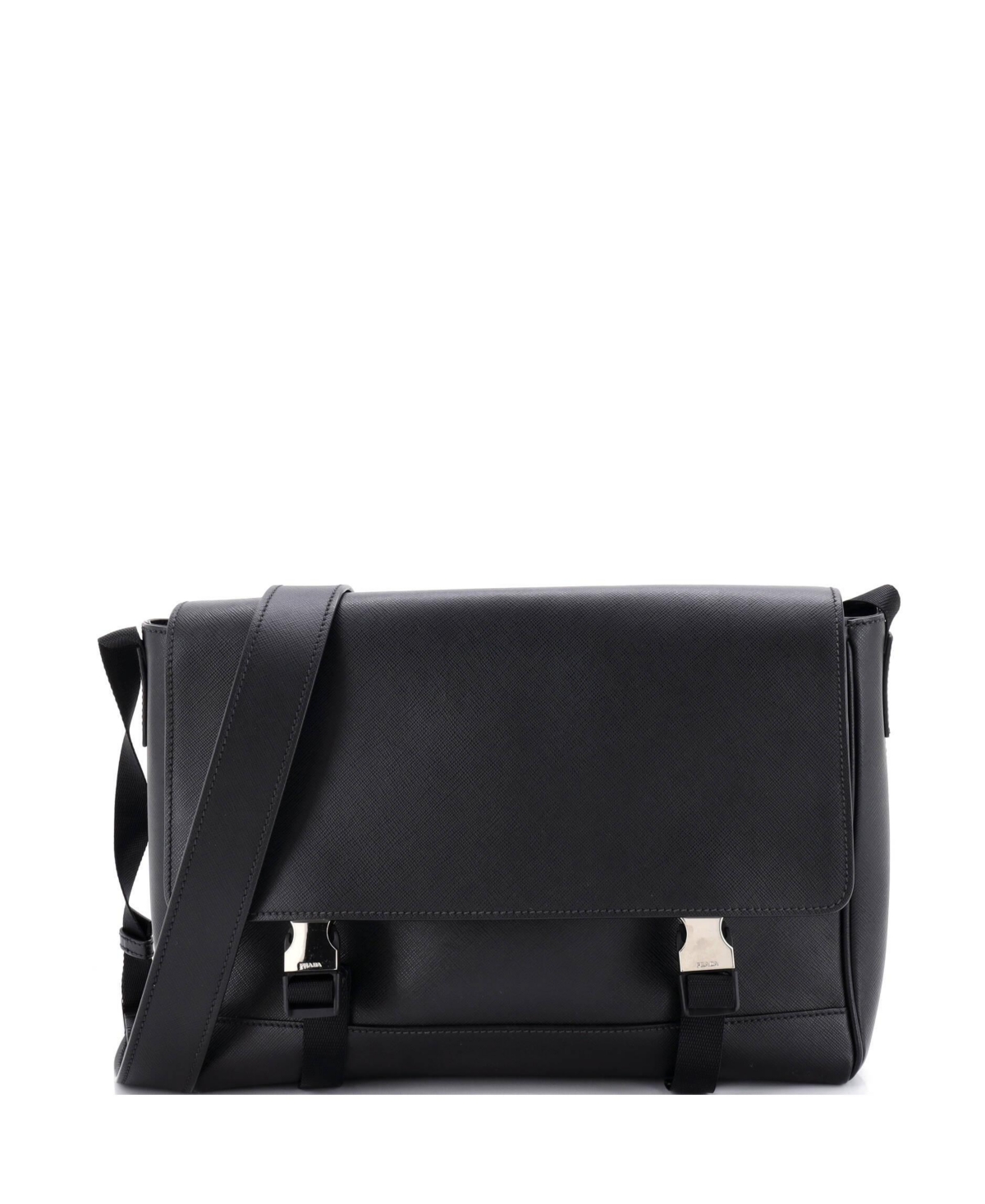 Pre-Owned Prada Large Buckle Messenger Bag Saffiano Leather