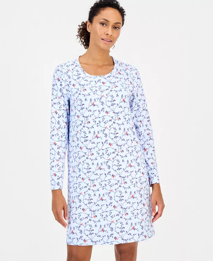 Women's Long Sleeve Soft Knit Sleepshirt - thumbnail 6