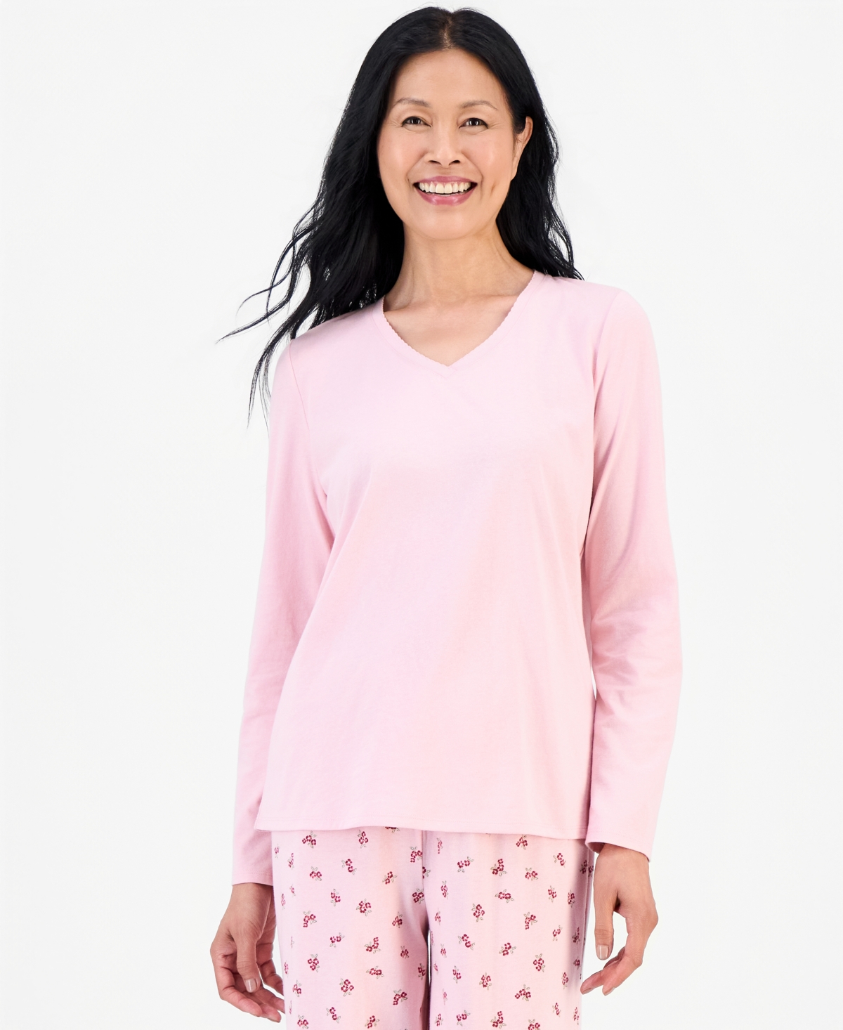 Charter Club Women's Cotton-Blend Long Sleeve V-Neck Pajama Pant Set, Macy's Exclusive