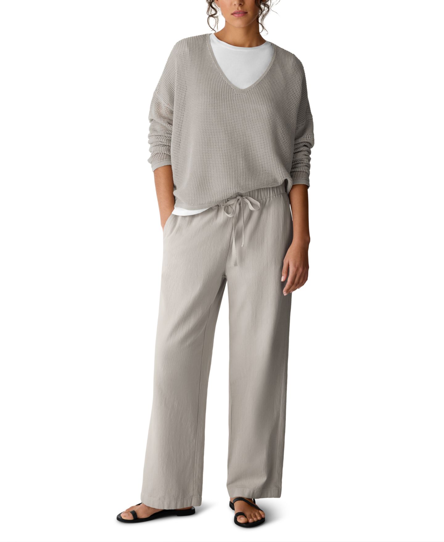 Женские брюки EILEEN FISHER PETITES Eileen Fisher Petite Straight-Leg, цвет: Меловой — фото 2