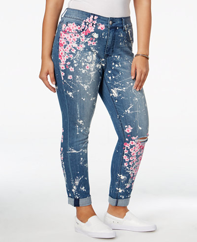 Melissa McCarthy Seven7 Trendy Plus Size Paint-Splatter Jeans