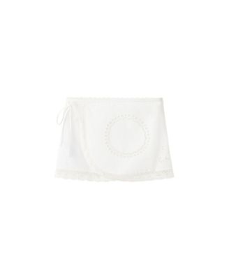 Women's Openwork-Embroidery Mini Low-Waist Cotton Skirt